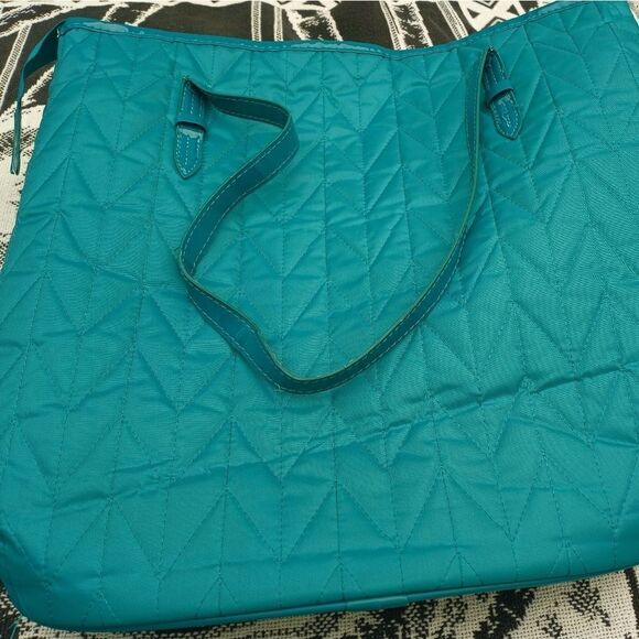 JM New York Nylon Quilted Turquoise Women's Tote B - Picture 3 of 8